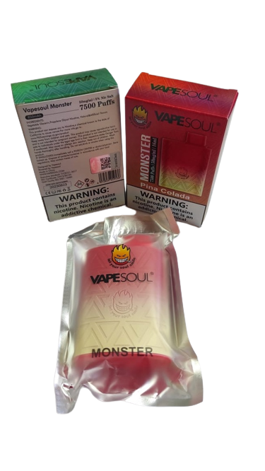 Одн. эл. сигарета Vapesoul Monster Pyffs Pina colada 7500 зат